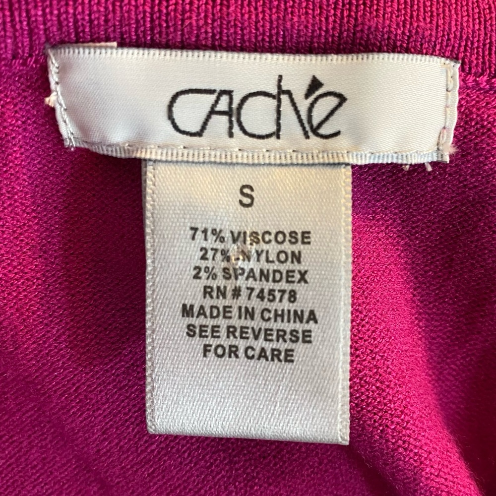 Cache Y2K Fuchsia Sexy Knit Top, Scoop Neck & Cross-Back Design, Size Small - Picture 4 of 4